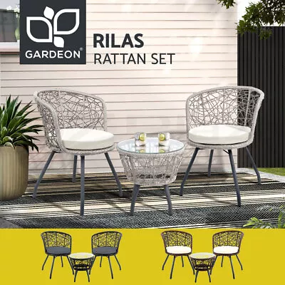 $269.95 • Buy Gardeon Outdoor Furniture Wicker Bistro Set 3pcs Chair Table Rattan Patio Garden
