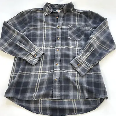 Field & Stream Shirt Soft Button Up Flannel Gray Plaid Size Large Mens • $4.90