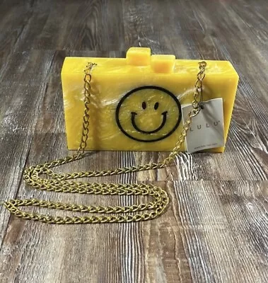 LULU Women's Yellow Smile Crossbody Acrylic Purse Handbag Handcrafted NWT • $47.96
