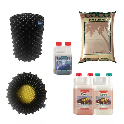 Canna Coco Natural 50L + 1L Coco A+B + 250ml Rhizotonic + 5 X 10L Airpots   • £74.99