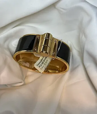 New Hermes Clic Clac Black Rose Gold Hardware H Wide Enamel Bracelet Cuff Pm • $699