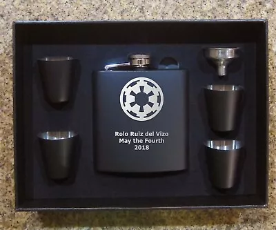 Black Game Of Thrones Flask Set For Groomsman Gift Personalized  NIB 2 • £17.35