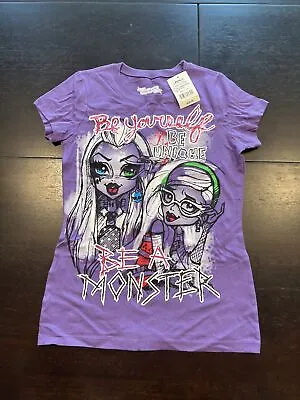 New Monster High Girls T Shirt Purple With Glittler Writing Be Yourself L (14) • $12