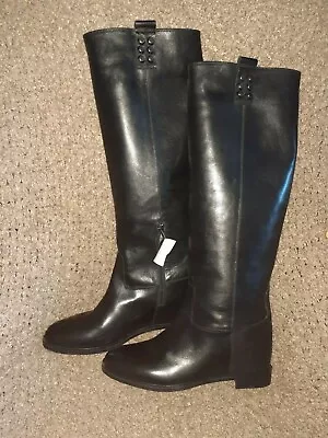 LA CANADIENNE-Tall Black Leather Riding Boots-Studded Pulls-1/2 Zip-Size 39-NWOB • $169.99