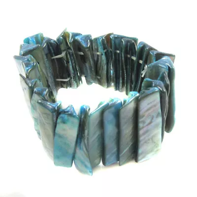 Bright Colourful Shell Bracelet Natural Jewellery Stretchy Festival Glam325 Blue • £2.99