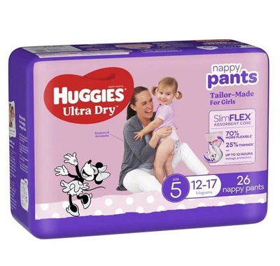$130.40 • Buy Presale Huggies Ultradry  Nappy Pants Girl Size 5 - Carton (4 X 26Pk) 12-17Kg