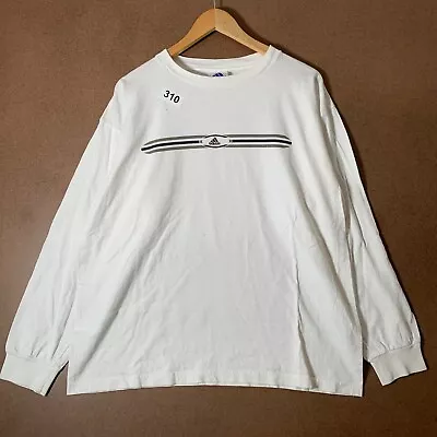 Vintage Adidas Shirt Adult Size Large White Long Sleeve Men's Graphic Y2K • $19.89