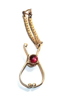Vintage Victorian Style Glove Clip Gold Tone Red Gemstone Scarf Jewelry J303 • $6