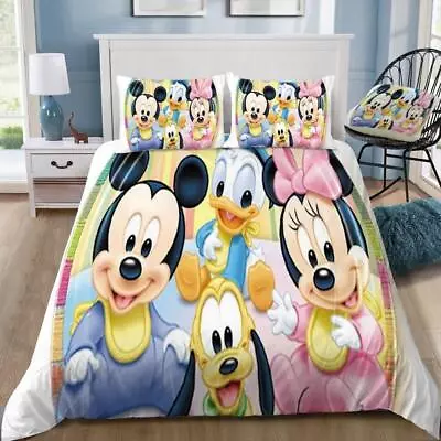 Classic Friendship With Mickey Mouse Quilt Duvet Cover Set Comforter Cover • $63.99