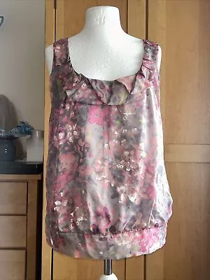 Vintage Principles 100% Silk Blouse Top Sleeveless Button On Hip. Size 14. BNWOT • $9.83