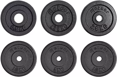 Meteor Essential Cast Iron Weight Plate 25.4mm Hole Gym Plate Dumbbells Exercise • $27.99