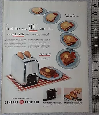 1953 General Electric Vintage Print Ad Toaster Chrome Automatic Toast Bread GE • $8.50