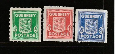 £0.99 • Buy Guernsey 1941/4 Arms Set UM/MNH SG 1=3, Perfs Varied On 2 1/2d, See Scans