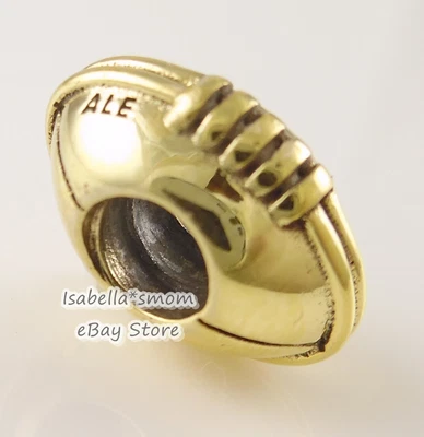 £75.08 • Buy Retired FOOTBALL Authentic PANDORA 14K Yellow GOLD Plated Charm/Bead 790384 NEW