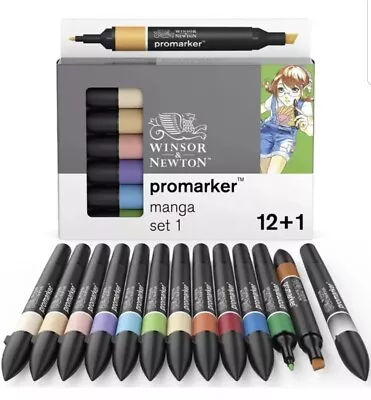 Winsor & Newton Promarker Pens 12+1 Manga Set 1 Graphic Drawing BRAND NEW • £15.99