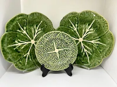 Bordallo Pinheiro Portugal Set Of 3 Cabbage Leaf Botanical Plates 2 - 9  1 - 5.5 • £59.84