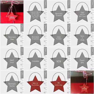 East Of India Tiny Miniature Wooden STAR Gift Tags Messages Keepsake • £1.75