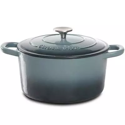 Crock-Pot Dutch Oven 5qt Cast Iron Nonstick Dishwasher Safe Slate Gray W/ Lid • $74.44