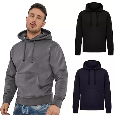 Mens Hoodie Pullover Hooded Sweatshirt Fleece Hoody Plain Heavy Work Top BIGSIZE • £11.99