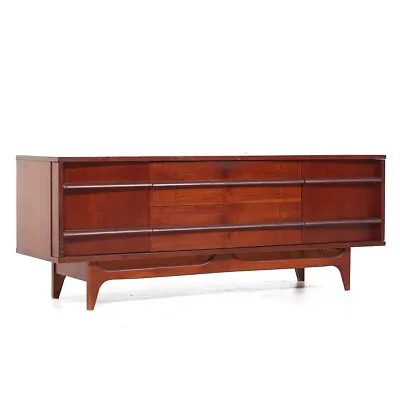 Young Manufacturing Mid Century Walnut Curved Credenza • $2947