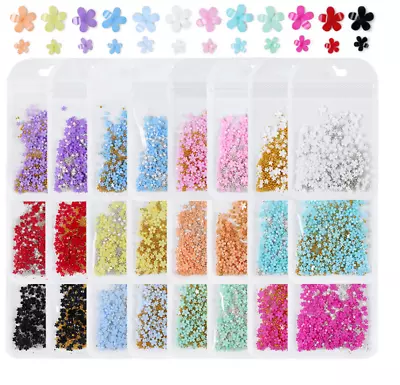 3D Acrylic 3/6mm Flower Nail Art Case Décor Pearl Ball Manicure Charms 250Pcs • $3.49