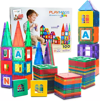 100-Piece Magnetic Tiles Building Blocks Set 3D Magnet Tiles For Kids Boys Girl • $55.99