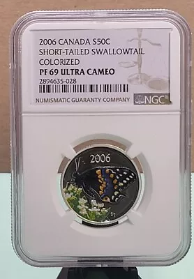 2006 CANADA 50c - SHORT-TAILED SWALLOWTAIL BUTTERFLY - NGC PF69 UC - 50 CENT • $89.73