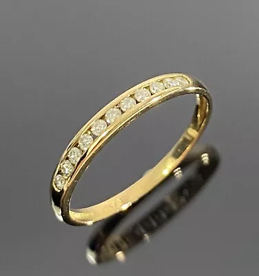 Genuine 9ct Yellow Gold & Diamond Channel Set Eternity / Stacker Ring Size N 375 • $219