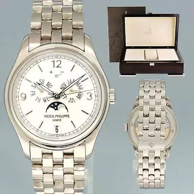 MINT Patek Philippe 5146G White Gold Bracelet Annual Calendar 39mm Moon Phase • $34992.13