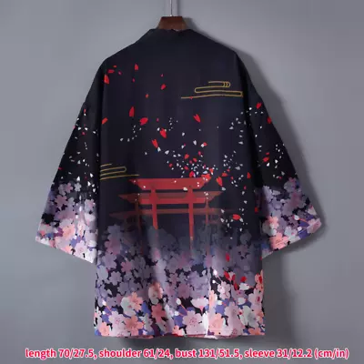 Unisex Adult Japanese Kimono Coat Cardigan Jacket Tops Yukata Haori Floral Print • £14.76