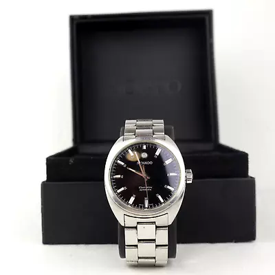 Movado Datron Series Mens Swiss Automatic Black Watch Stainless Steel Box Links • $546.87