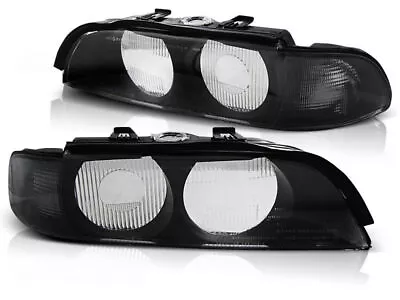 Xenon Type Black Headlight Lens Covers For BMW E39 95-00 Smoked Turnsignal • $144.66