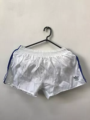 VINTAGE 70s 80s ADIDAS NYLON SHORTS WHITE SPINTER RUNNING ADULT SIZE M • £65.99