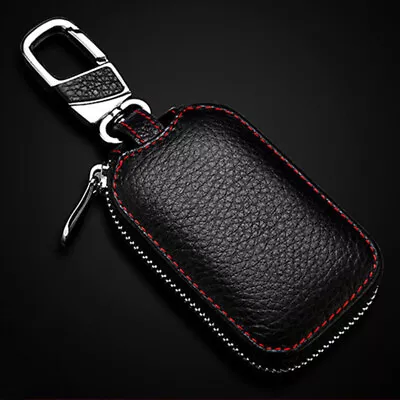 1× Exquisite Black Genuine Leather Car SUV Key Cover Holder Key Bag Universal • $8.99