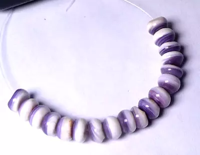 18 WAMPUM QUAHOG SHELL 3x6 Mm Rondelle Natural Beads • $2.75