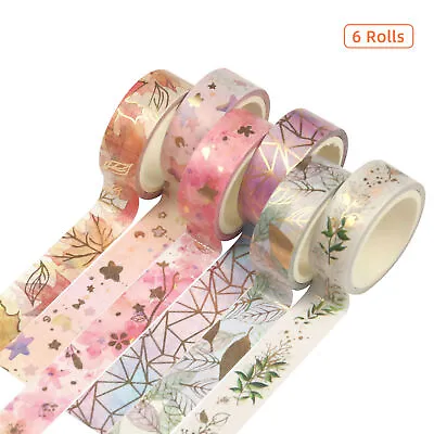 6 Rolls 15mm Wide Tape Set Floral  Foil Masking Sticker For Arts DIY O0E2 • £6.74