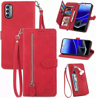 For Motorola Moto G Stylus 5G 2022 Wallet Case With Wrist Strap Lanyard And Leat • $34.86