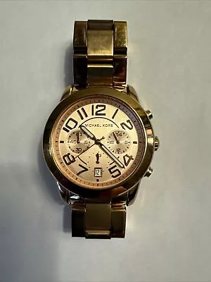 Michael Kors Mercer Rose Gold Stainless Steel Chronograph Analog Watch MK5727 • $25