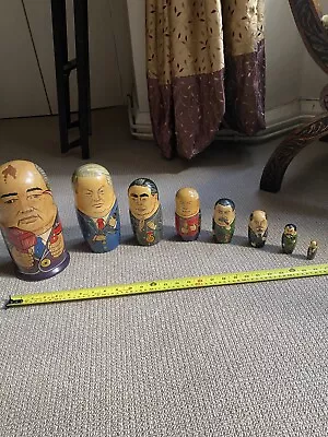 Vintage Wooden Russian Matryoshka Nesting Dolls Russian Presidents In VGC XLarge • £25