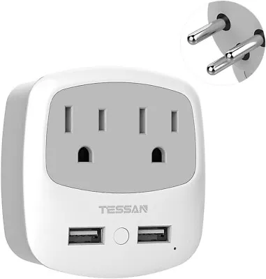 TESSAN Israel Power Adapter Type H Travel Plug Converter W/ 2 USB Port 2 Outlets • $15.95