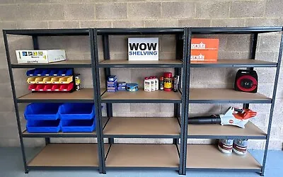 WOW 5 Tier GREY Boltless Metal Racking Shelving Storage Garage Workshop Shelf • £159.99