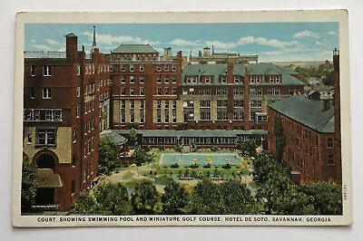 SAVANNAH GEORGIA Hotel De Soto Swimming Pool & Mini Golf Course Postcard;J698 • $2