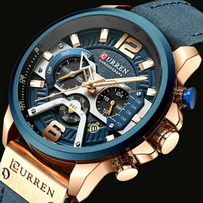 $7.75 • Buy Curren Mens Date Military Army Leather Waterproof Sport Quartz Wrist Watches AU