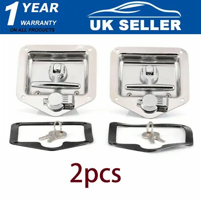 2 X Stainless Steel Folding T-Shape Handle Lock Tool Box Keys Truck Trailer CP • £17.98