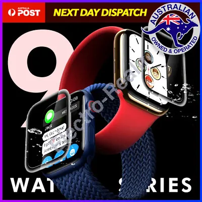 $6.95 • Buy For Apple Watch 9 8 7 6 41/45mm Screen Protector Tempered Glass Full Cover
