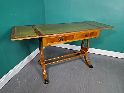 An Antique Style Leather Topped Yew Coffee Occasional Sofa Table ~Delivery Avail • £115