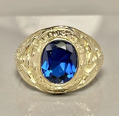 10k Solid Gold Blue Sapphire Ring Mens Gemstone Rings Gold Eagle Rings • $377