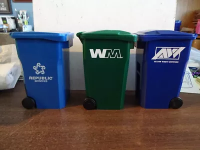 Set Of 3 Garbage Truck Mini Trash Bins Waste Management-republic-allied Waste • $89.99