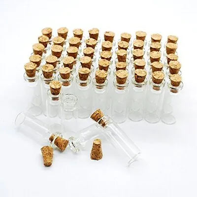 £3.99 • Buy Mini Small Cork Stopper Glass Bottles Spell Jar Clear Empty Vial Pendants Cuboid