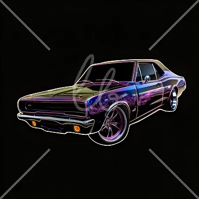 3 Beautiful Purple Muscle Car Vinyl Stickers • $8